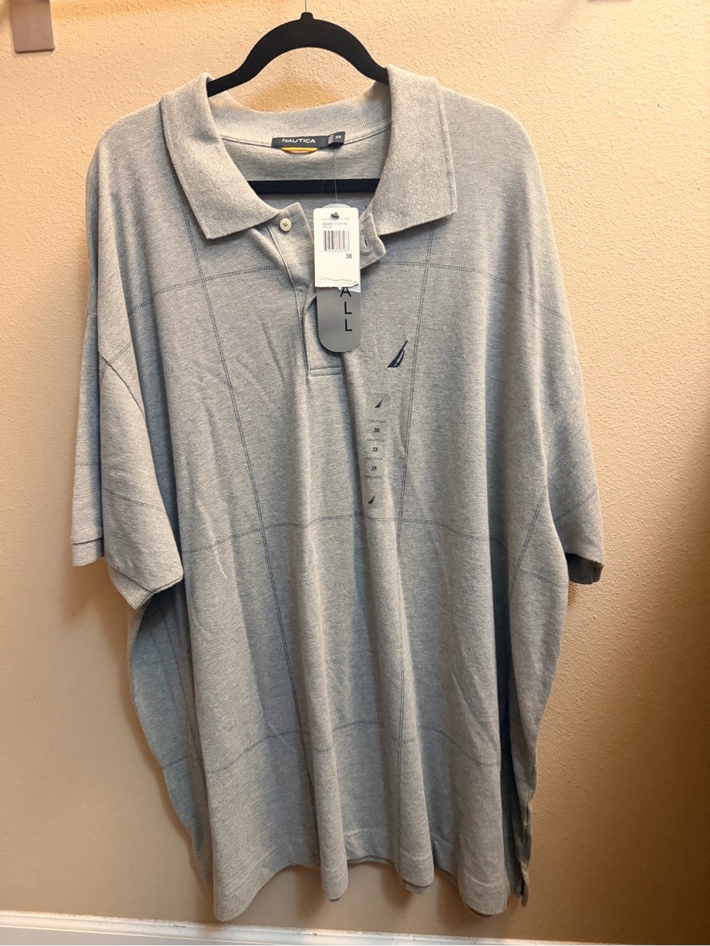 NEW! Nautica Men's Short Sleeve Polo Shirt Size 3x, Color Gray Blue Stripe NWT